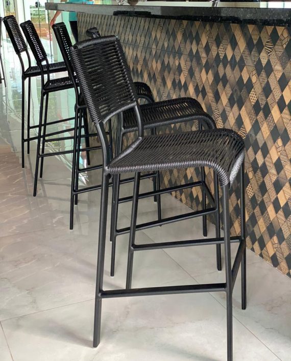 Banqueta Ibizza em aluminio pintado- Corda Sintética