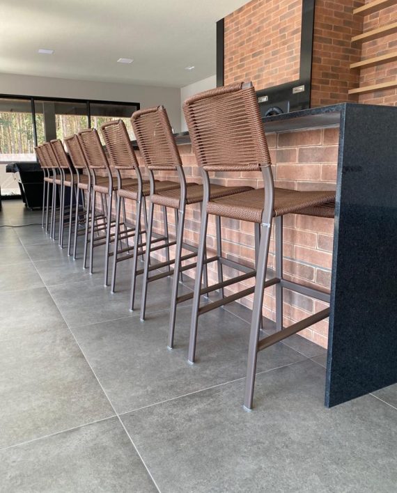 Banqueta Ibizza em aluminio pintado-Corda Sintética