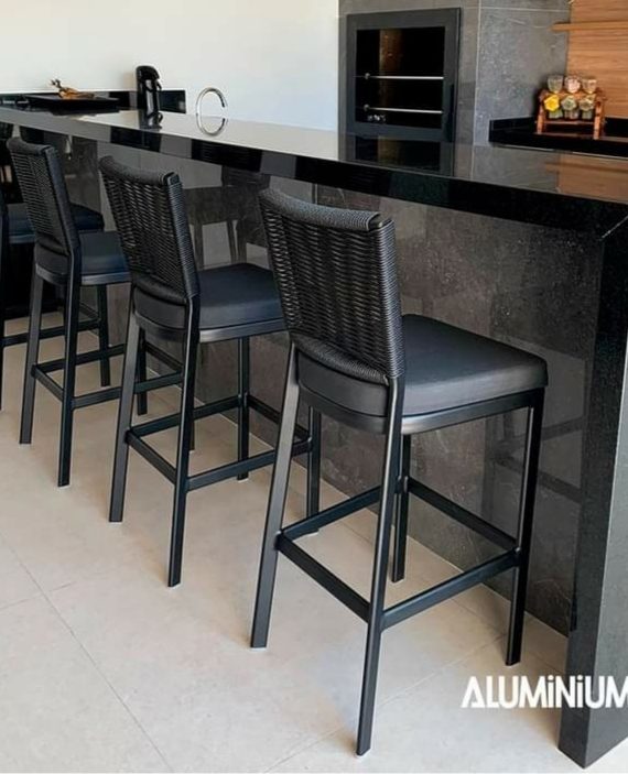 Banqueta Itapema em aluminio pintado – Corda Sintética