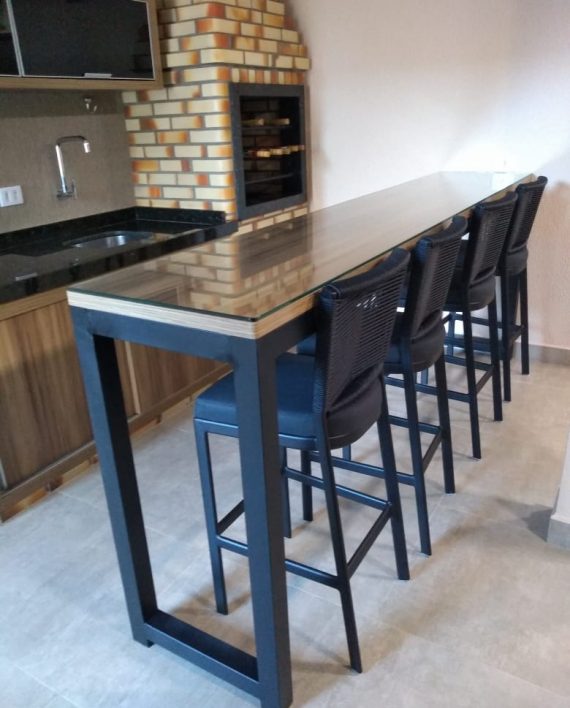 Banqueta Itapema em aluminio pintado – Corda Sintética