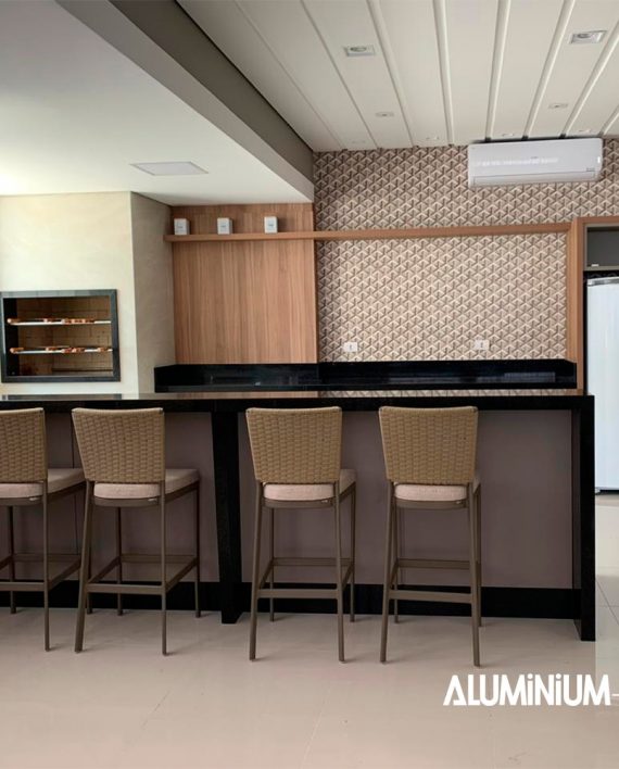 Banqueta Itapema em aluminio pintado- Fibra Sintética