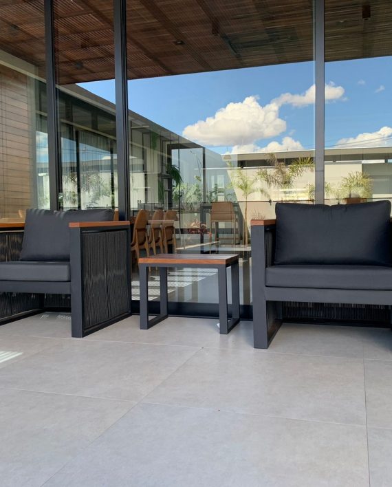 Conjunto Porto Belo em aluminio pintado- Corda Sintética- Detalhe em peroba