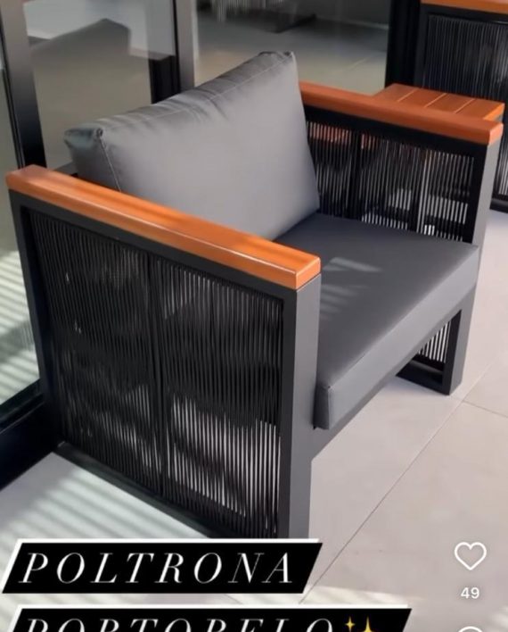 Conjunto Porto Belo em aluminio pintado- Corda Sintética- Detalhe em peroba..