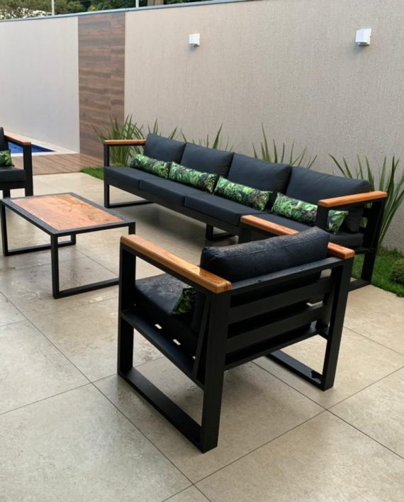 Conjunto Porto Belo em aluminio pintado- Detalhe em peroba. (2)